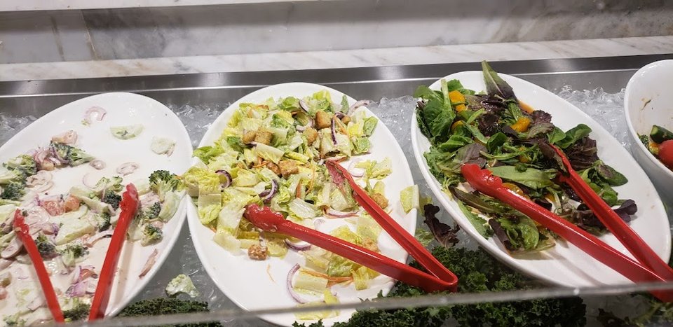 Printed menu with buffet categories and specials